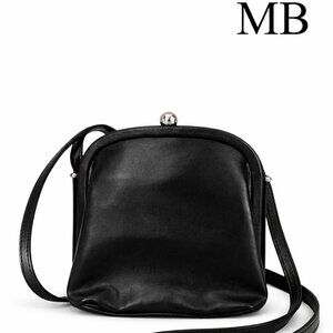 MB Vintage Style Black Crossbody Bag Kiss Lock Clasp Mini Purse